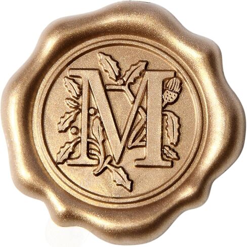 Antique Gold Initial Alphabet Adhesive Wax Seal Stickers - Pack of 50 - Letter Wax Seals for Thanksgiving Card/Gift Wrap/Wedding Engagement Party Invitation - Letter W in Kuwait
