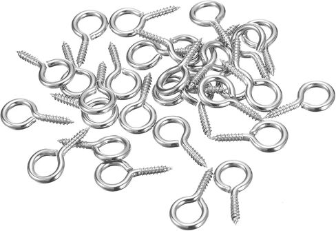 uxcell 50Pcs Eye Screws, 304 Stainless Steel 20x10mm Small Self Tapping Screw Hooks Ring Mini Eye Pins for DIY Handwork Wooden Clay Pendants Cork Bottles, Silver in Saudi Arabia