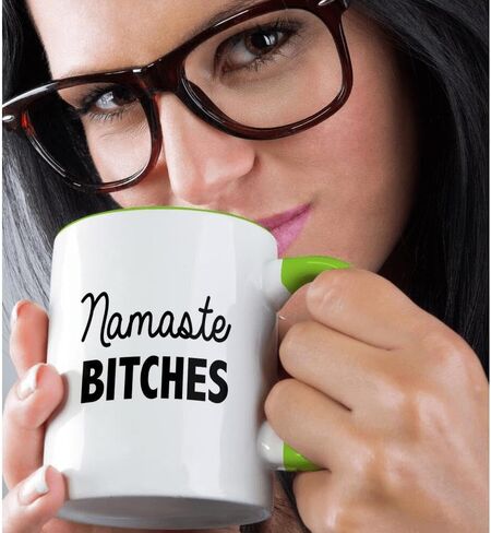 3dRose Namaste Bitches Mug, 11 oz, Black/White in Saudi Arabia