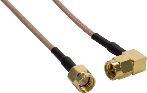 أمفينول CO-316SMARSMA-010 بيج RG316 كابل محوري عالي الحرارة، SMA ذكر إلى SMA زاوية قائمة ذكر، 10' in Kuwait