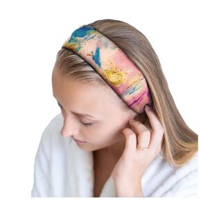 Celestial Silk Spa Headband 100% Mulberry Silk Adjustable Facial Headband for Women - Use for Washing Face, Skincare, Makeup – Silk Beauty Hairband Perfect for Thick or Curly Hair (Black)