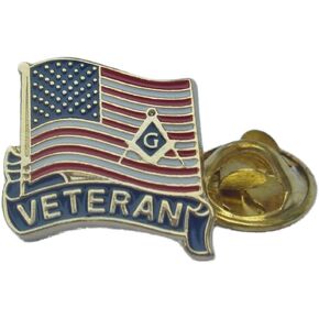 Masonic Freemason USA Veteran Flag Armed Forces Lapel Pin