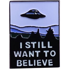The X-Files I Still Want to Believe Poster UFO Alien Mulder Scully Sci-Fi TV Show 1.1" Enamel Pin Badge