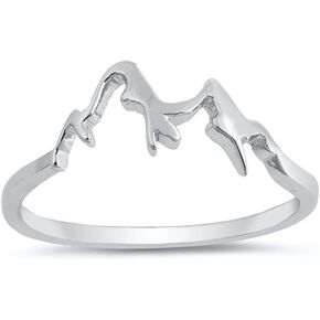 Mountain Range Snow Caps Outdoor Hiking Ring 925 Sterling Silver Band Sizes 4-13
