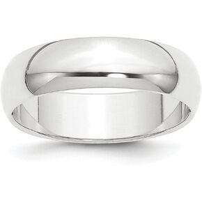 Avariah Solid Platinum 6mm Half Round Featherweight Wedding Band Size 5.5 - Ring Size 5.5