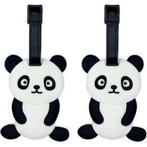 2-Pack Luggage Tags Panda Cute Anime Cartoon Animal Colorful Silicone ID Tags for Suitcases Bags Travel Perfect for Teens Adults (Panda B) in Kuwait