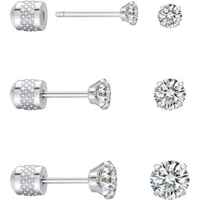 Handmade Flat Back Stud Earrings: Hypoallergenic Threadless Flatback 3 Pairs Small 14K Gold Plated with 3 4 5 mm Cubic Zirconia Earrings Surgical Steel Cartilage Piercing Jewelry for Women Helix Tragus Earlobe