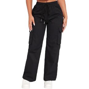 GORGLITTER Women's Y2K Drawstring Cargo Pants High Waisted Jogger Trousers with Pockets