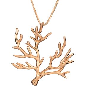 925 Sterling Silver Ocean Coral Branch Tree Sea Necklace Pendant with 18" Box Chain, Nickel Free Hypoallergenic for Sensitive Skin, with Jewelry Gift Box