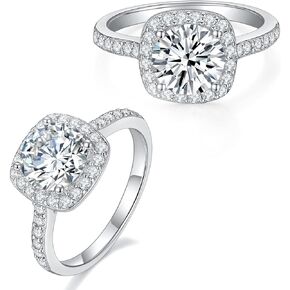 CARSINEL Moissanite Engagement Ring Solitare with Sterling Silver Shank for Women Brilliant Round Cut Stone VVS Created for Proposal Engagement Wedding