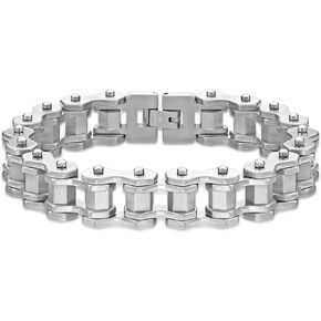 Metro Jewelry Bicycle Chain Bracelet for Men in Stainless Steel with Black or Yellow Gold Ion Plating with Fold Over Clasp