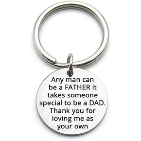 XGAKWD Father Stepdad Papa Keychain Gift, Any Man Can Be a Father Thank You Loving Me as Your Own, Father's Day Daddy Dad Birthday Christmas Keyring