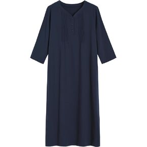 Latuza Women's Cotton Nightgown 3/4 Sleeve Soft Night Gown with Pockets