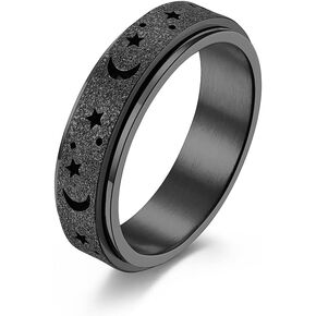 WLPCIV Stainless Steel Spinner Ring for Women Men Fidget Bands Anxiety Rings Relieving Stress Moon Star Engagement Wedding Promise Band Rings…
