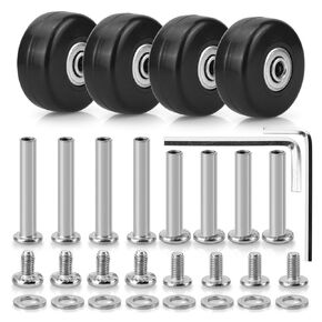 Zoofen 42 x 18mm Luggage Replacement Wheels 4 Pcs Rubber Suitcase Replacement Wheels Wear-Resistant Repair Wheels for Luggage