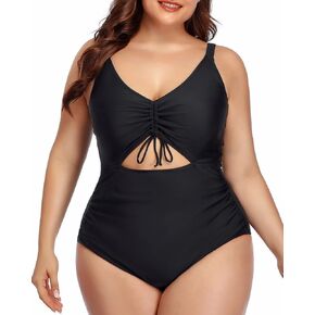 Daci Women Plus Size Cutout One Piece Swimsuits Tummy Control Bathing Suits V Neck Monokini Swimwear