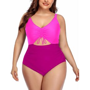Daci المرأة بالاضافة الى حجم انقطاع قطعة واحدة المايوه البطن التحكم مايوه V الرقبة Monokini ملابس السباحة