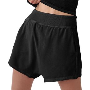 Fisoew Women's Sport Shorts Gym Workout High Waisted Wide Leg Athletic Casual Shorts with Pockets