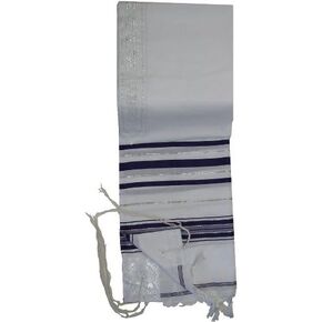 Talitnia Acrylic Tallit (Imitation Wool) Prayer Shawl Black and Silver Stripes in Size 24" Long and 72" Wide