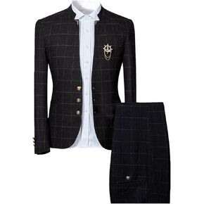 بذلات رجالي من Cloudstyle منقوشة بقصة ضيقة مكونة من قطعتين سترة وبنطلون عتيق in Kuwait