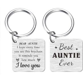 SOUSYOKYO to My Dear Auntie Keychain, Happy Birthday Auntie Gift Ideas, Best Aunt Ever Key Chain, Cool Mother's Day Christmas Gift for Favorite Aunt from Niece and Nephew