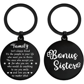 ENGZHI Sister In Law Gifts - Bonus Sister Keychain, Sister-In-Law Birthday Wedding Gift - Family isn't always blood