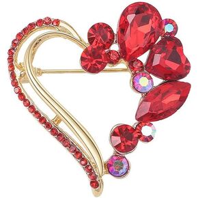 Big Crystal Heart Brooches Charm Rhinestone Love Heart Shape Pin Women Girls Valentine's Day Gift