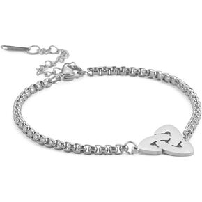 SIPURIS Celtic Knot Bracelet for Men Women Trinity Knot Bracelet Triquetra Adjustable Bracelet Stainless Steel Norse Witches Knot Irish Jewelry Gift (Sliver)