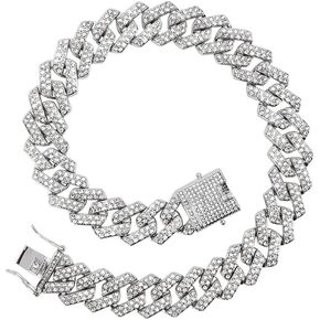 Cuban Link Bracelet Bling Bling Hip Hop Necklace Cool Hip Hop Bracelet Chain for Women Men Jewelry 20cm