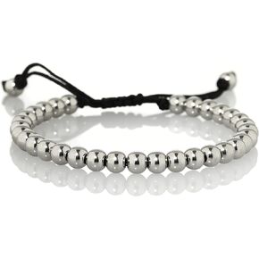 namana Metal Beads Bracelet for Men. Beaded Bracelets for Men on Adjustable Black Cord. Elegant Mens Bracelets with Metal Beads. Stylish Mens Jewelry with Gift Box