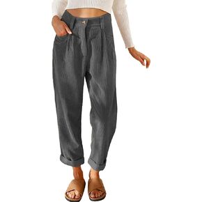 ODIZLI Corduroy Pants for Women Straight Leg Pants High Waisted Casual Loose Comfy Trousers with Pockets