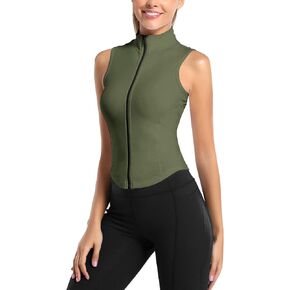 Flygo Women's Full Zip Sleeveless Workout Yoga Active Jacket Vest Golf Shirts