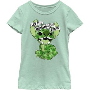 تي شيرت للفتيات بأكمام قصيرة من Disney Little وBig Lilo & Stitch Clovers
