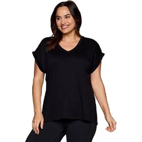 RBX Active Women's Fashion Plus Size Relaxed Fit Breathable Running Workout Short Sleeve Yoga T-Shirt Top