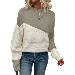 SOLY HUX Women's Color Block Drop Shoulder Long Sleeve Sweater Oversized Pullover Top in Saudi Arabia