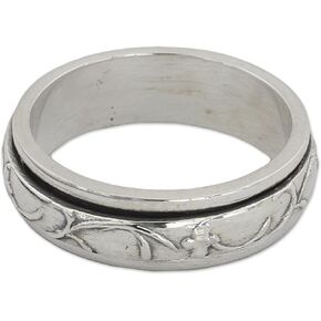NOVICA Artisan Handmade .925 Sterling Silver Meditation Spinner Ring From India Band 'Spinning Vines'