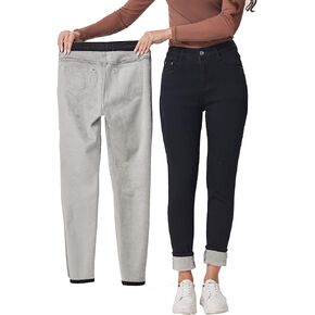 Women's Thermal Fleece Lined Winter Skinny Jeans Warm Denim Pants Cloth Wear