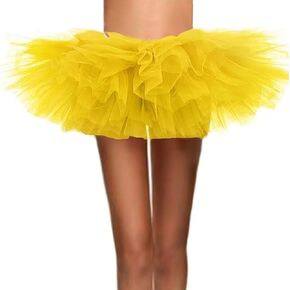 WDPL Women's Mini Puffy Bubble 6-Layered Ballet Halloween Tutu Costume Tulle Skirt