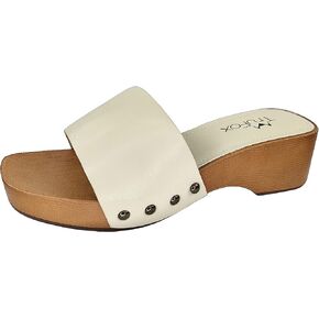 Classic Slide Sandals Low Heel Lightweight Faux Wood in Kuwait