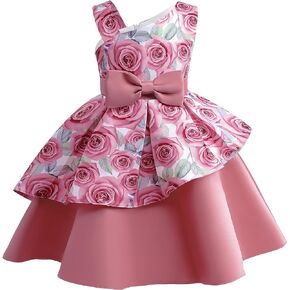 CMMCHAAH 2-9T Girls Flower Dresses Toddler Pageant Party Easter Floral Print Dress