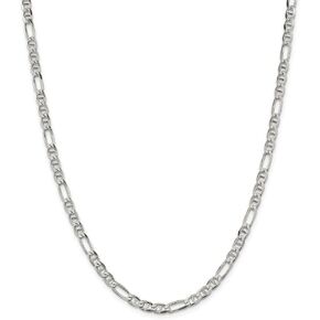 Solid 925 Sterling Silver Men's 4.5mm Figaro Anchor Mariner Chain Necklace - with Secure Lobster Lock Clasp
