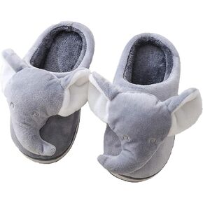ixiton Adult unisex Winter warm Cartoon animal slippers,Cozy Memory foam Animal-shaped slippers,Cartoon elephant slippers,Indoor And Outdoor Non-slip slippers