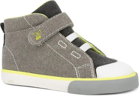 See Kai Run - Belmont Recycled High Top Sneaker for Little Kids, Gray/Lime, Toddler 4 in Saudi Arabia