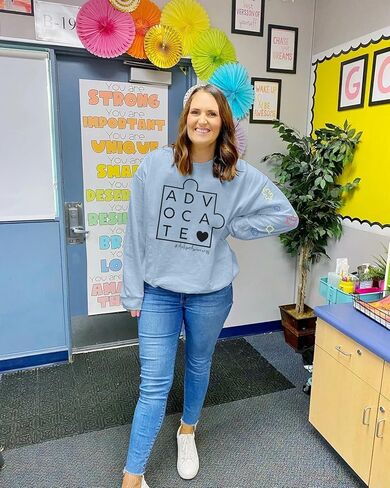 LOTUCY سترة للتوعية بمرض التوحد قمصان مدرسية للتعليم الخاص قمصان للمدافع عن التوحد قطعة ألغاز بلوفر in Kuwait