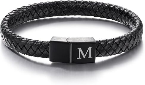 Valentines Day Gifts for Him - Genuine Leather Initial Bracelet Unique Gifts for Men/Teens in Saudi Arabia