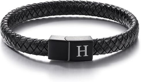 Valentines Day Gifts for Him - Genuine Leather Initial Bracelet Unique Gifts for Men/Teens in Saudi Arabia