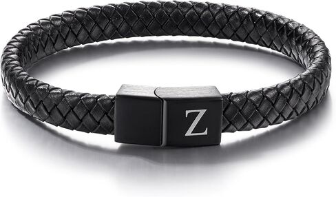 Valentines Day Gifts for Him - Genuine Leather Initial Bracelet Unique Gifts for Men/Teens in Saudi Arabia