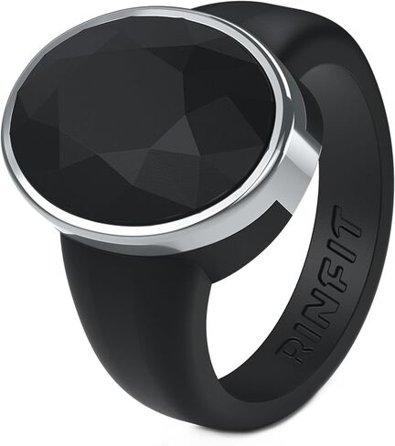 Rinfit Silicone Wedding Bands for Women - Women's Silicone Rings - Rubber Wedding Band - Oversized Metal Framed Oval Collection - Patent Pending Design in Saudi Arabia