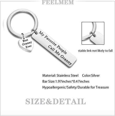 FEELMEM Nanny Gift My Favorite People Call Me Nanny Keychain Best Nanny Ever Jewelry Babysitter Gift Grandma Gift (granny) in Saudi Arabia