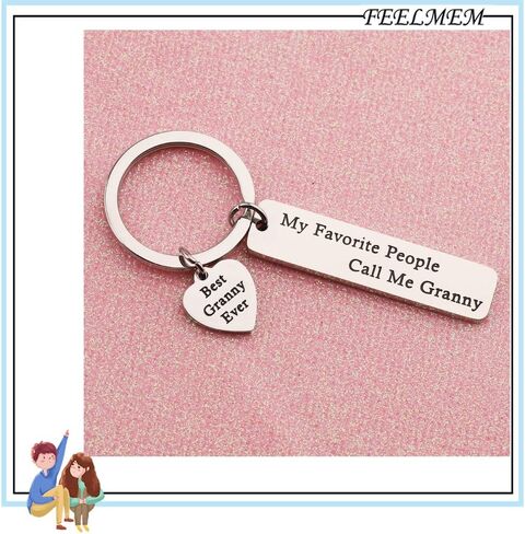 FEELMEM Nanny Gift My Favorite People Call Me Nanny Keychain Best Nanny Ever Jewelry Babysitter Gift Grandma Gift (granny) in Saudi Arabia